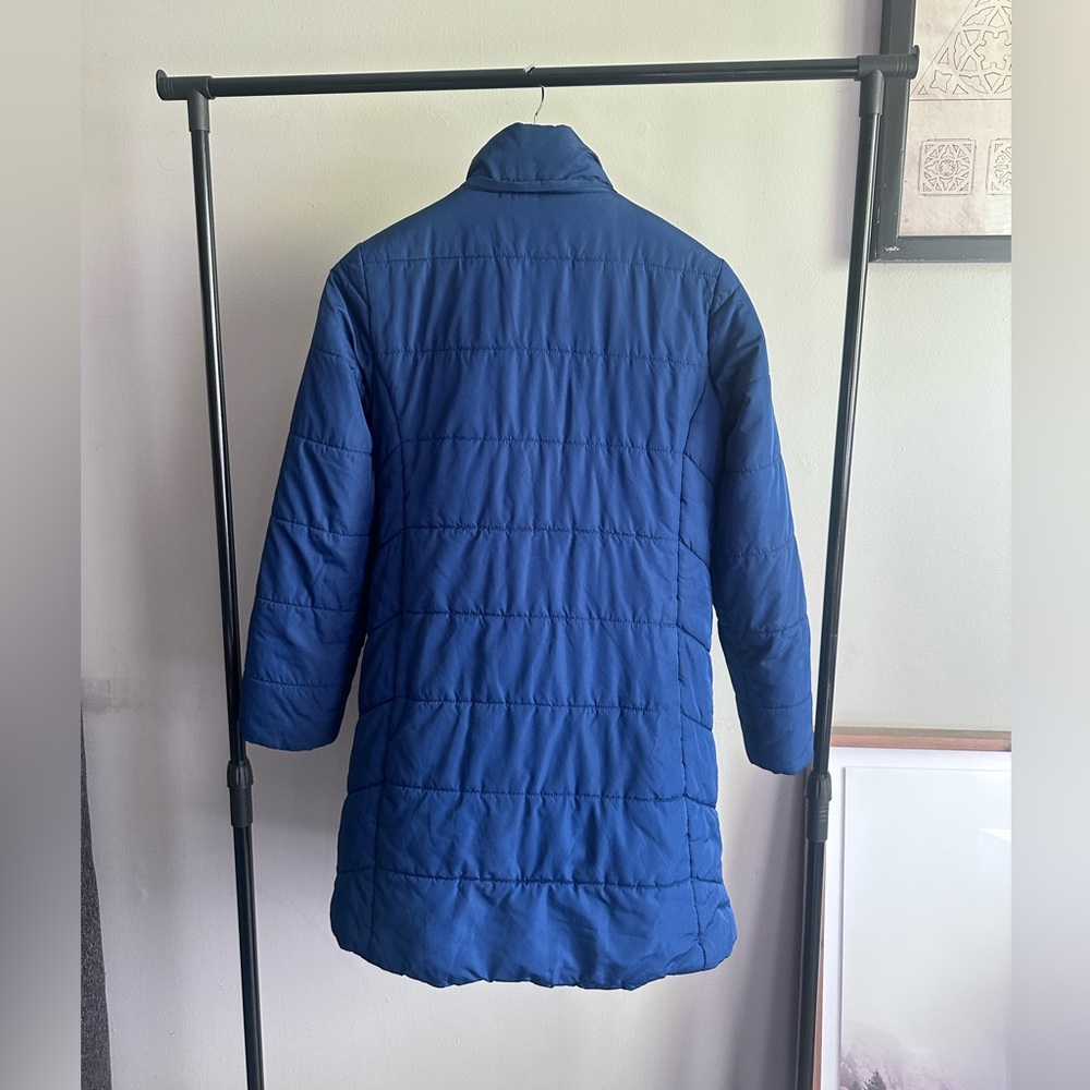 Banana Republic Down Puffer Jacket Women’s Size X-Small Blue Long Winter Coat - Picture 3 of 16